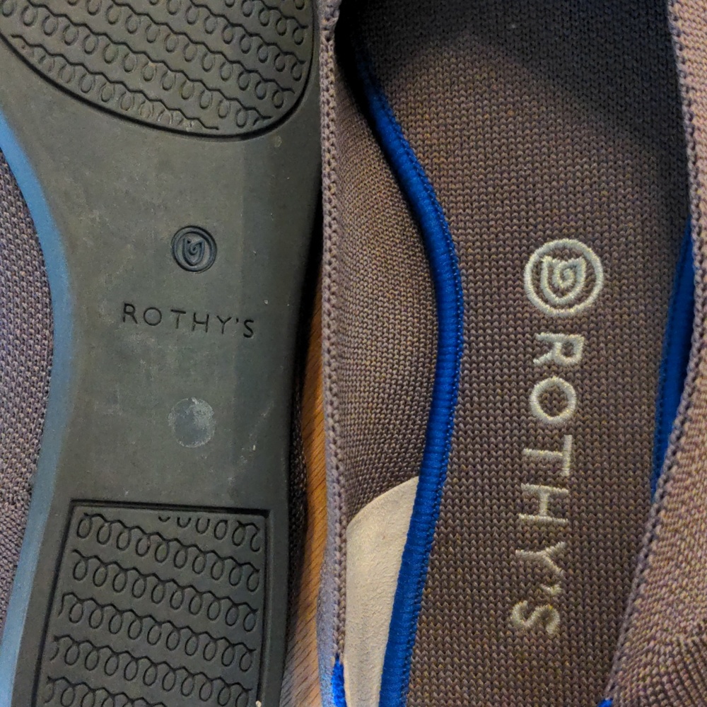 Rothy's Gray Flats with Blue Trim - Picture 3 of 3